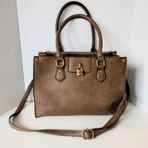 Call It Spring Brown Satchel with Gold Accents